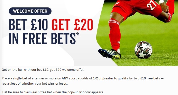 virgin bet sports welcome offer of bet £10, get £20